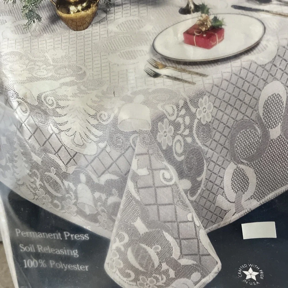 Christmas Bells Holiday Lace Tablecloth 52